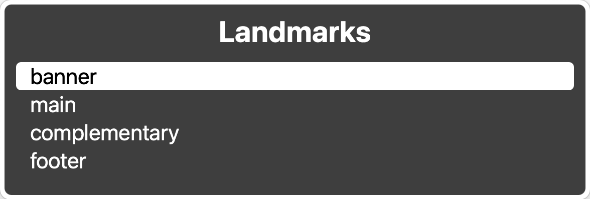 VoiceOver Rotor with four landmarks